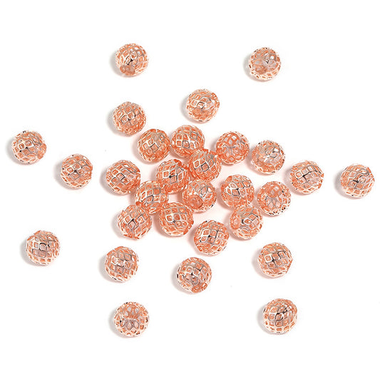 All-Copper Round Hollow Small Gold Beads – Large Hole Mesh Beads for DIY Bead Pens, Bracelets & Necklaces